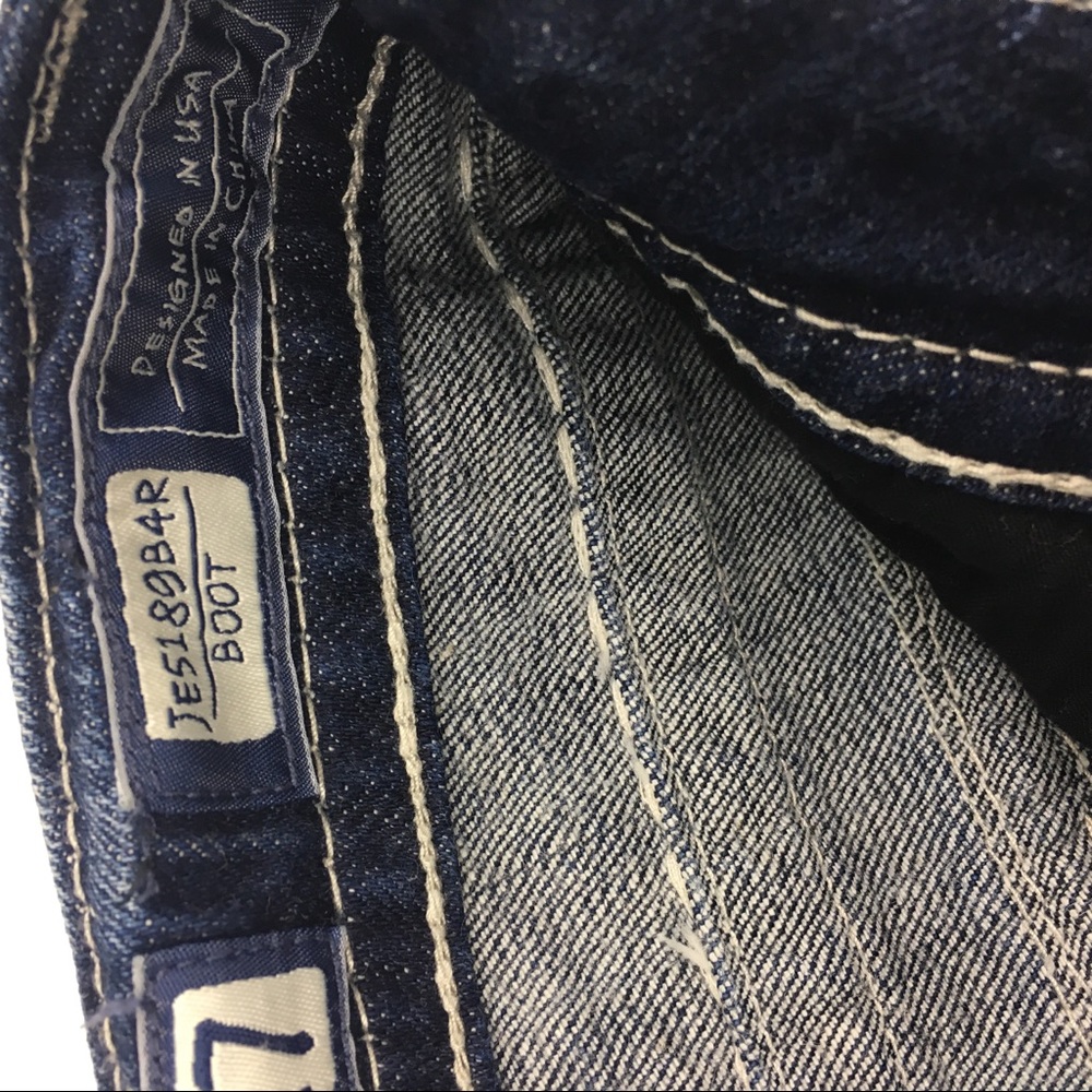🛍 Miss Me Distressed Cut and Zip Bootcut Jeans 27 - Picture 5 of 8